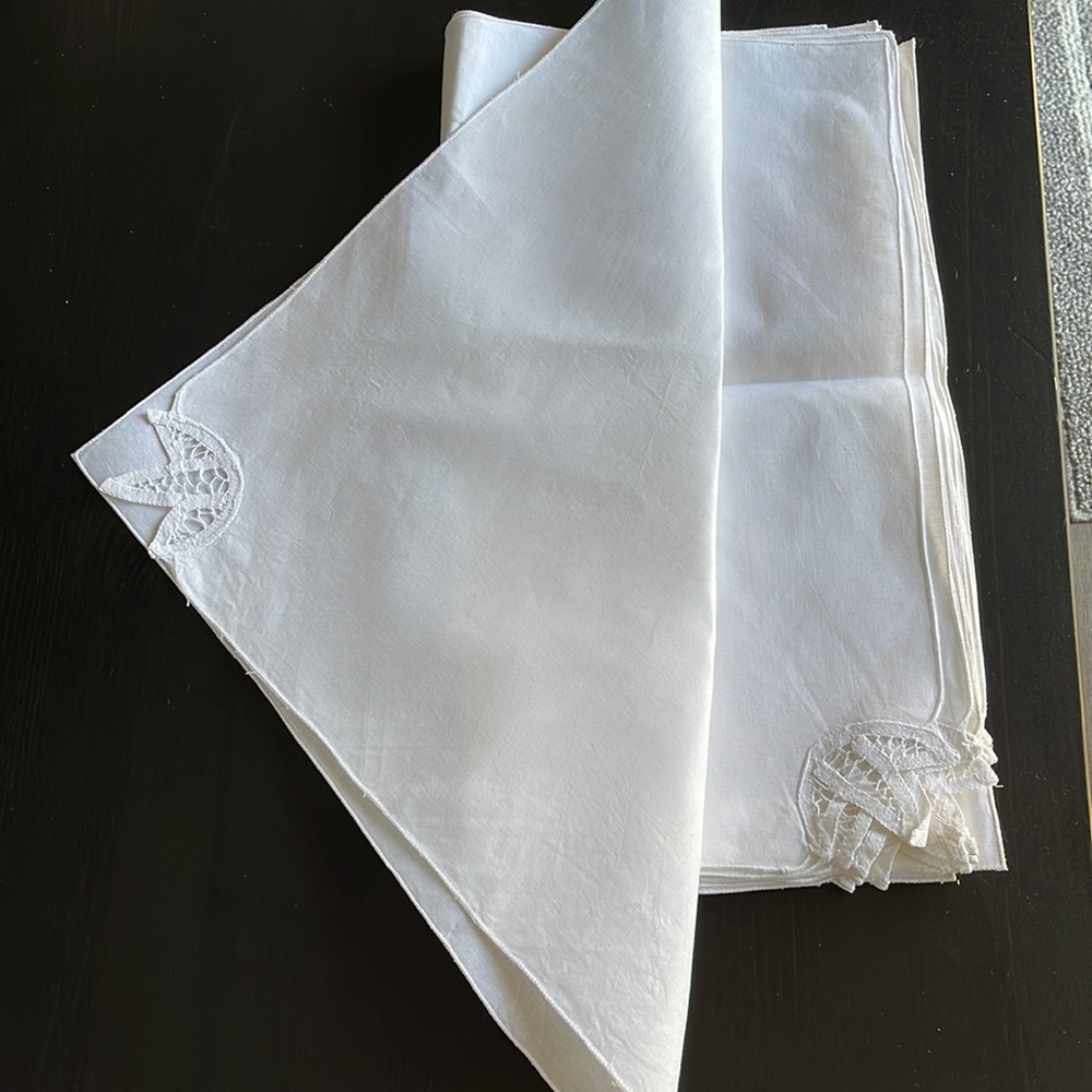Belgium Lace Napkins purchased in Bruges   Set of 12  Home Table Napkins